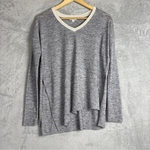 Wilfred Gray Marled V Neck Long Sleeve High Low‎ Sweater Top Women's XS
